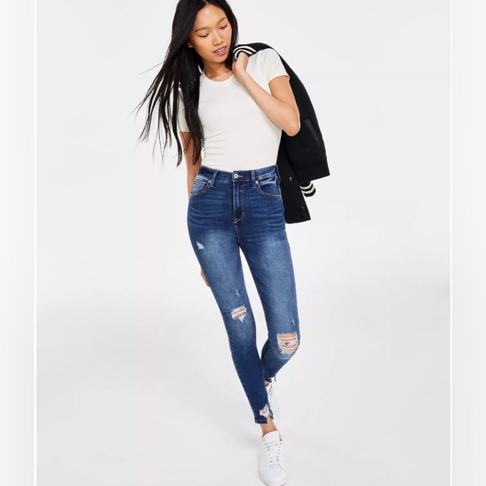 Juniors’ High Rise Skinny Ankle Jeans Celebrity Pink Size 7/28
